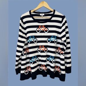 Crown & Ivy Navy and White Striped Top